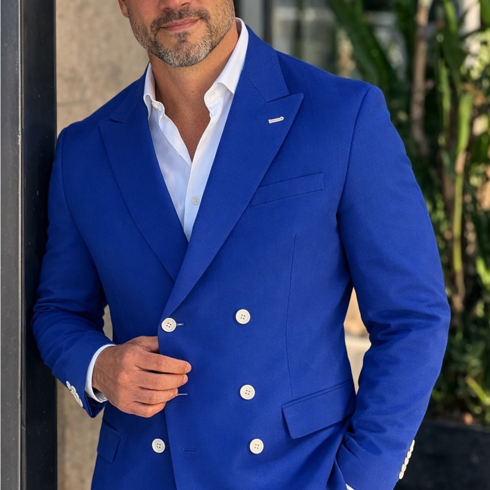 Men's Blue Double-Breasted Blazer 46R